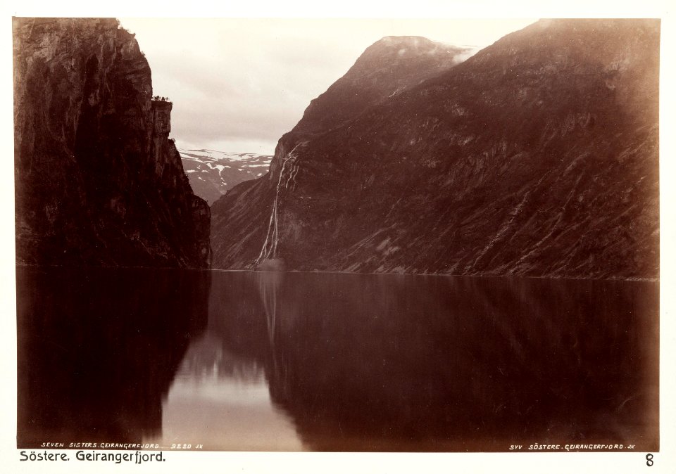 Fotografi av Syv söstere. Geirangerfjord, Norge - Hallwylska museet - 105697