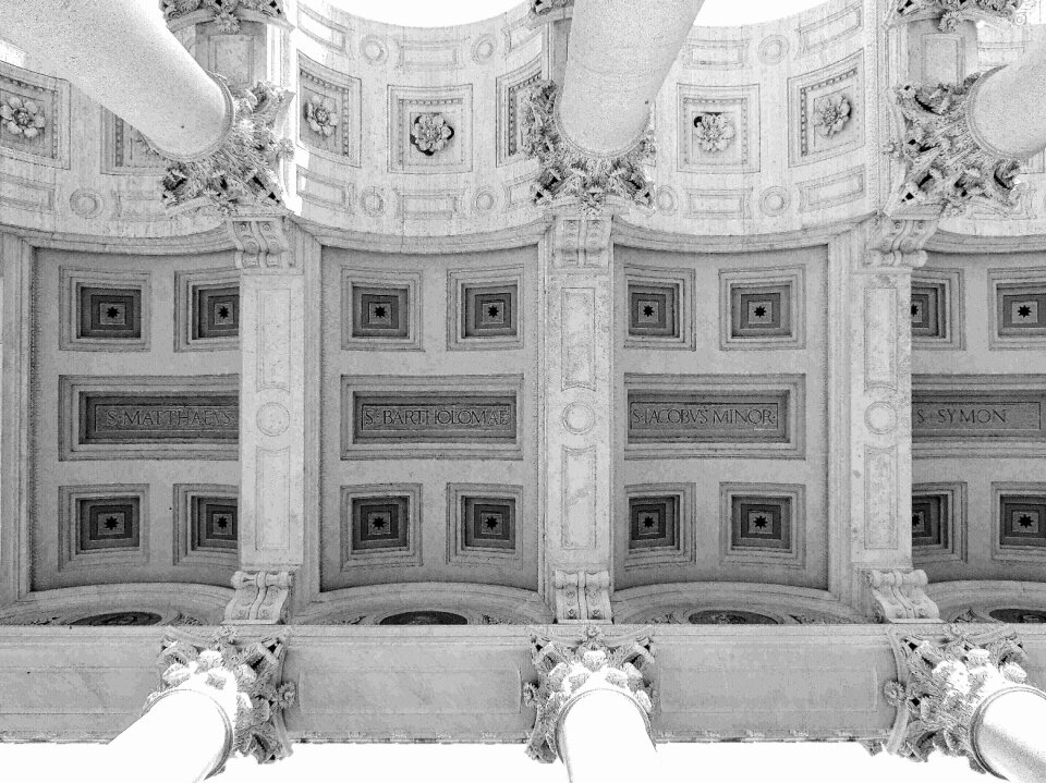 Black and white ceiling column