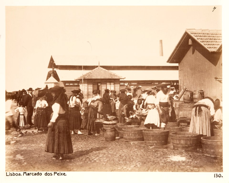 Fotografi på fiskmarknad i Lissabon - Hallwylska museet - 107293