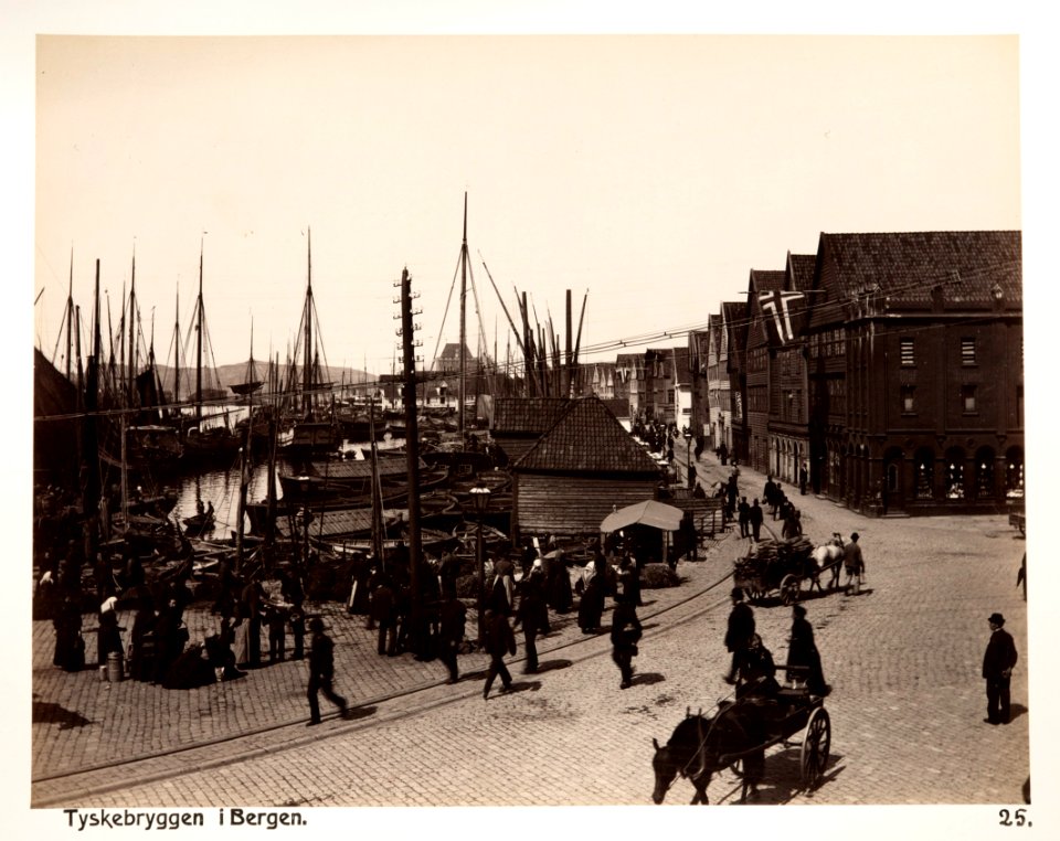 Fotografi från Tyskebryggen i Bergen - Hallwylska museet - 104130