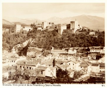 Fotografi. Granada. Vista general de la Alhambra y Sierra Nevada - Hallwylska museet - 104830