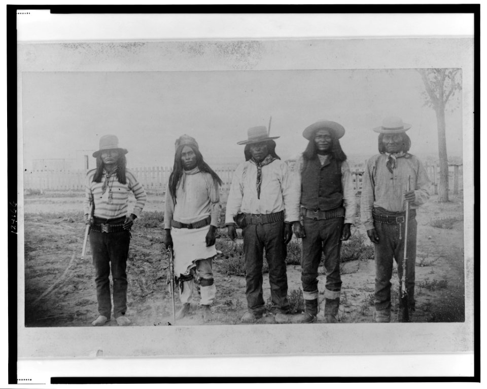 Four Mojave Indian chiefs-The second file from the left is Rowdy, a Yuma Indian, acting as interpreter LCCN99471781