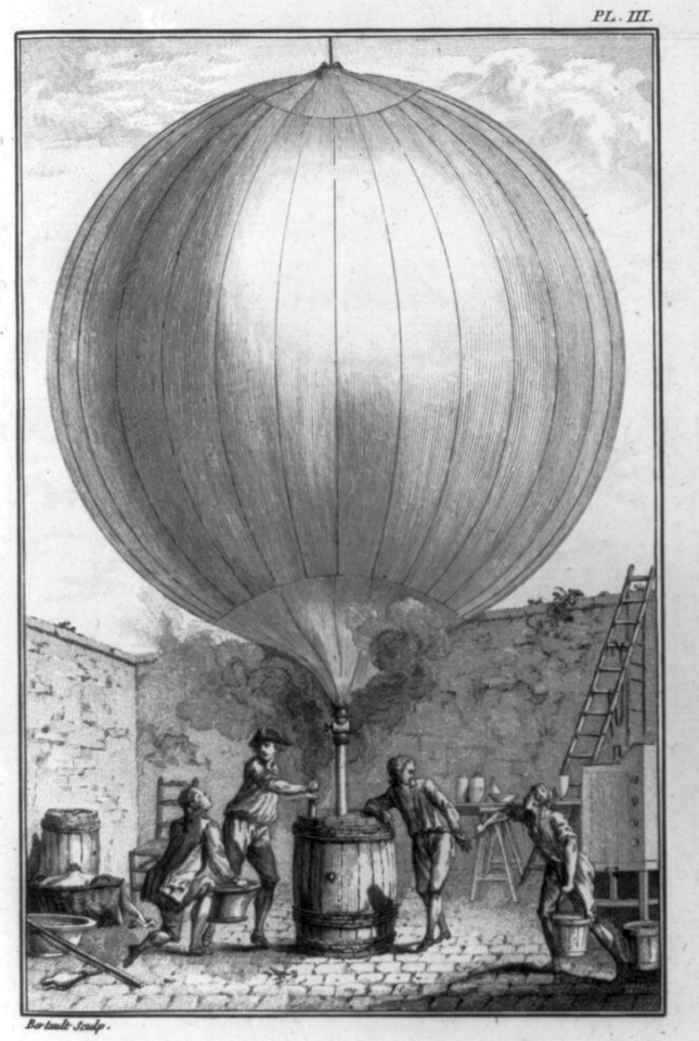 Four men inflating a hydrogen balloon LCCN2005684859