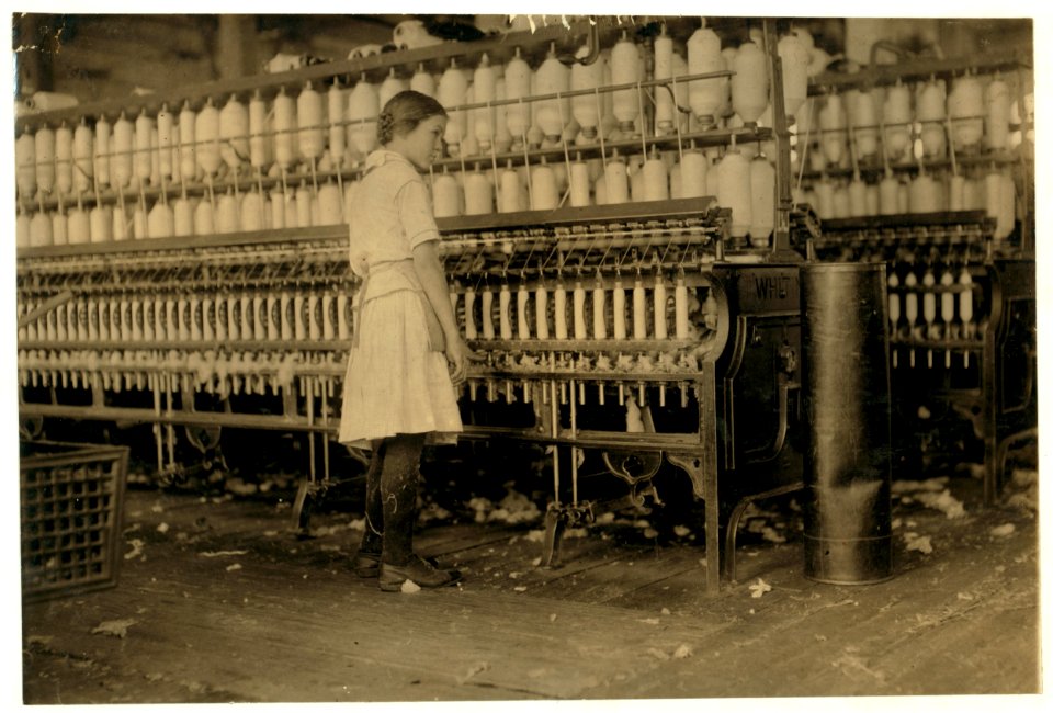 Fourteen year old spinner in Brazos Valley Cotton Mill at West. Violation of the law. Matty Lott runs six sides. See family group and their story. LOC nclc.02867