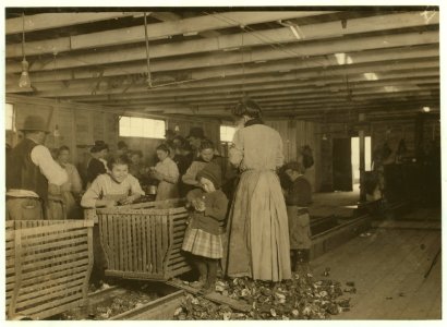 Four-year-old Mary, who shucks two pots of oysters a day at Dunbar. Tends the baby when not working. (See photo 2062). The boss said that next year Mary will work steady as the rest of them. LOC cph.3a01116