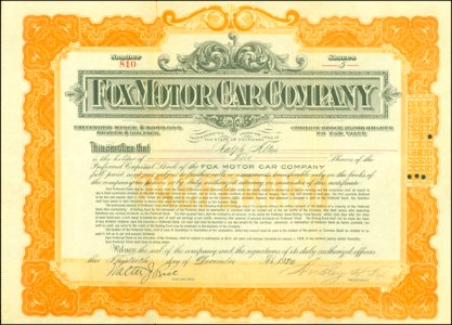 Fox Motor Car Comp. 1920