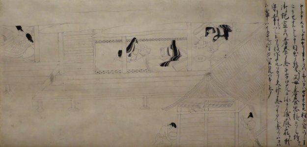 Fragment of the 'Illustrated Legends of the Kitano Tenjin Shrine', early 14th century, Honolulu Museum of Art, 2047.1