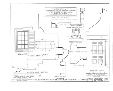 Framingham Academy - HABS - Framingham, Massachusetts - 00003a