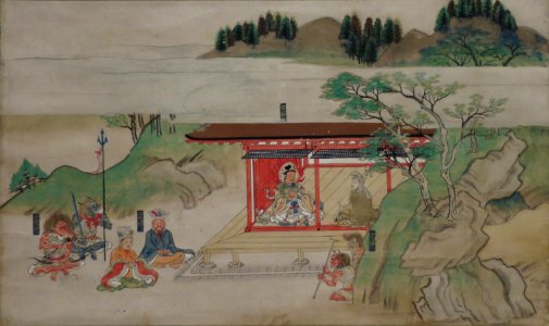 Fragment of the 'Illustrated Legends of the Jin'oji', 14th century, Honolulu Museum of Art, 2824.1