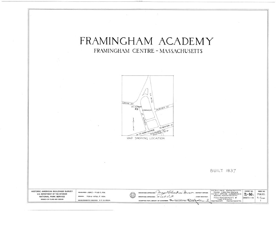 Framingham Academy - HABS - Framingham, Massachusetts - 00000a