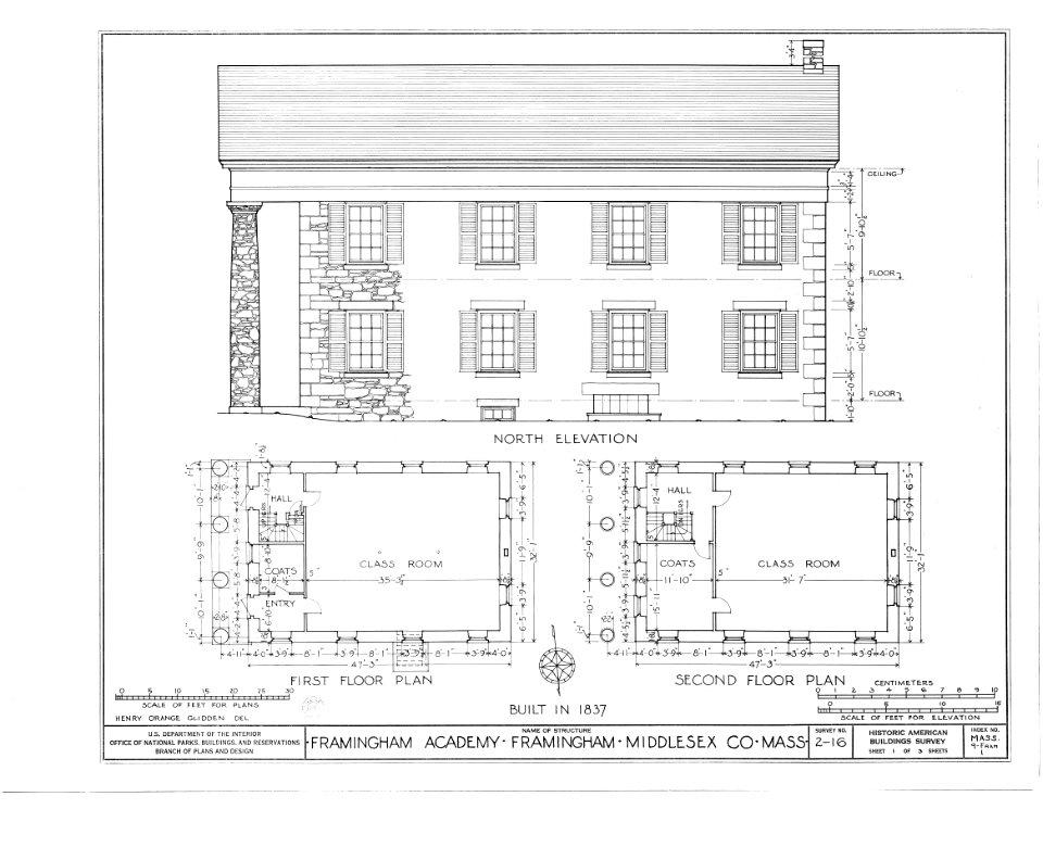 Framingham Academy - HABS - Framingham, Massachusetts - 00001a