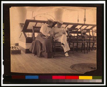 Frances B. Johnston and Admiral Dewey on the deck of the U.S.S. Olympia LCCN99400621