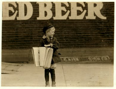 Francis Lance 5 years old, 41 inches high. Sells regularly on Grand Avenue. LOC nclc.05320