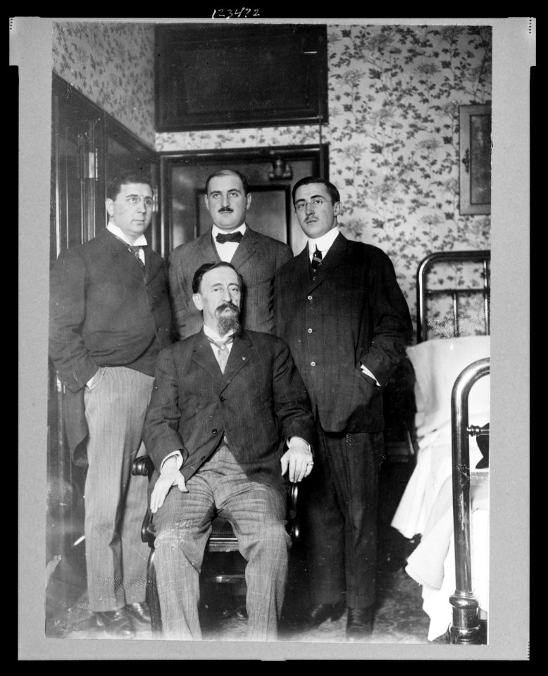 Francisco Madero, seated, with three sons standing behind him, (left to right) Gustavo A., Gabriel J. and Evarjeto E. LCCN99471840
