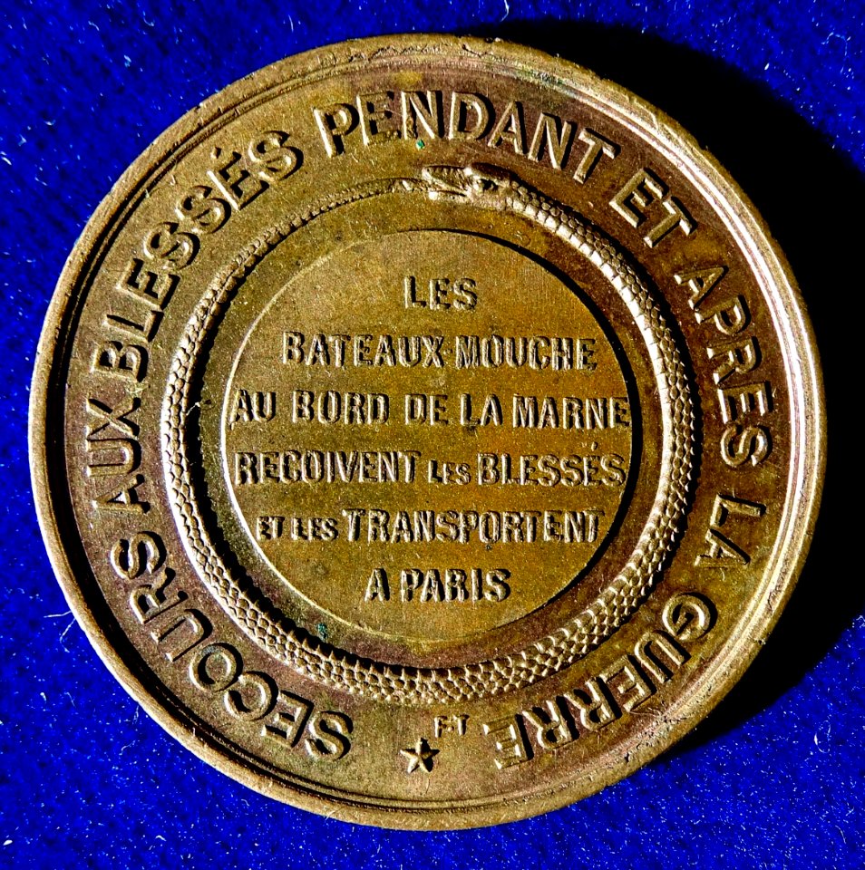 Franco-Prussian War 1870 Red Cross Medal, Bateaux-Mouche Boats for Wounded Soldiers, reverse