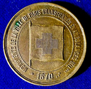 Franco-Prussian War 1870 Red Cross Medal, Bateaux-Mouche Boats for Wounded Soldiers, obverse