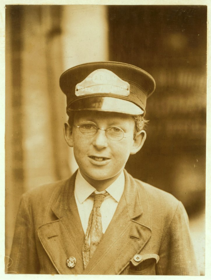 Frank F. Gibson, 1305 Linden St. Western Union Telegraph Co. Messenger No. 7. 14 years of age. 1 year in service. Visits houses of prostitution. Guides soldiers to segregated district. LOC nclc.03583