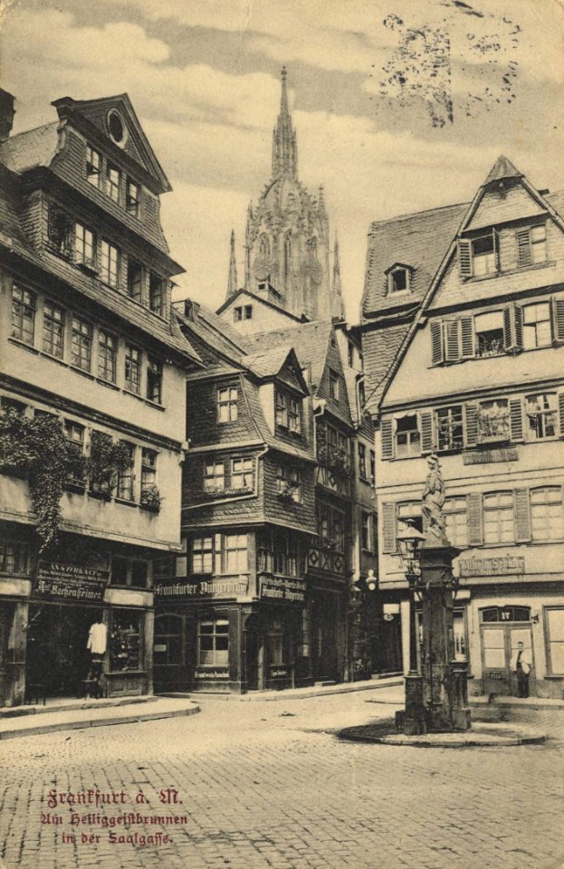 Frankfurt a. Main, Hessen - Am Heiliggeistbrunnen in der Saalgasse (Zeno Ansichtskarten)