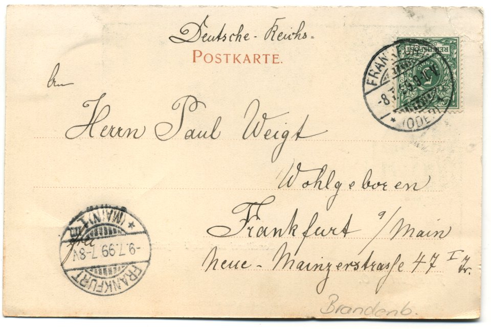 Frankfurt Oder Conditorei und Cafe Kyritz 1899 backside