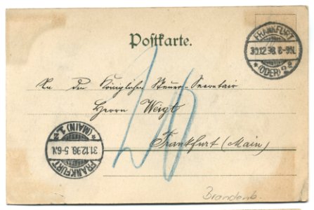 Frankfurt Oder Wilhelmsplatz before 1898 backside