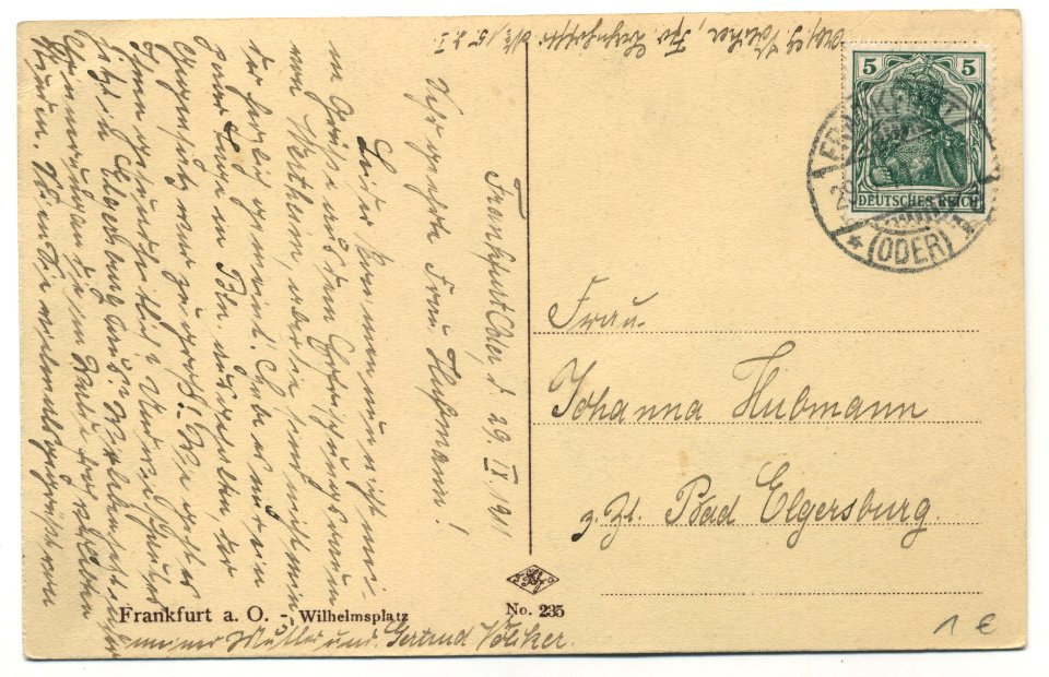 Frankfurt Oder Wilhelmsplatz before 1903 backside
