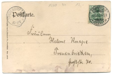 Frankfurt Oder Wilhelmsplatz before 1911 backside