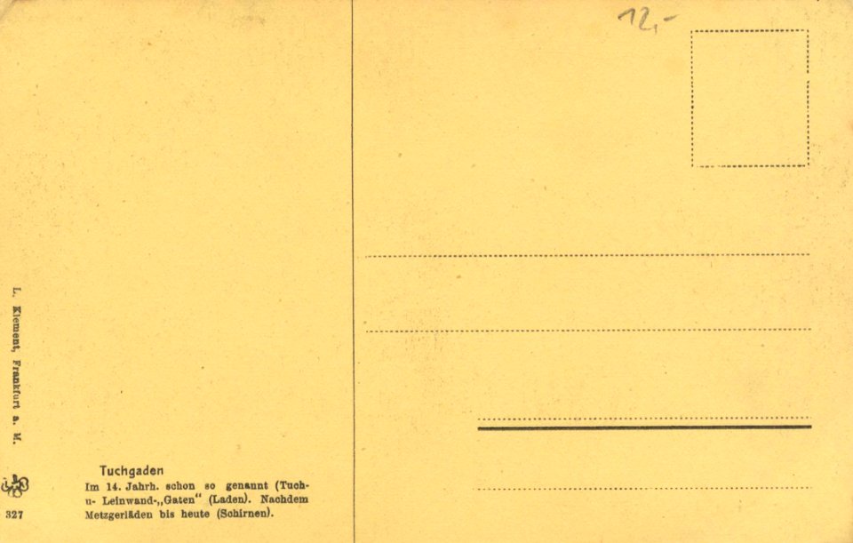 Frankfurt a. Main, Hessen - An der Schirne; Tuchgaden (back) (Zeno Ansichtskarten)