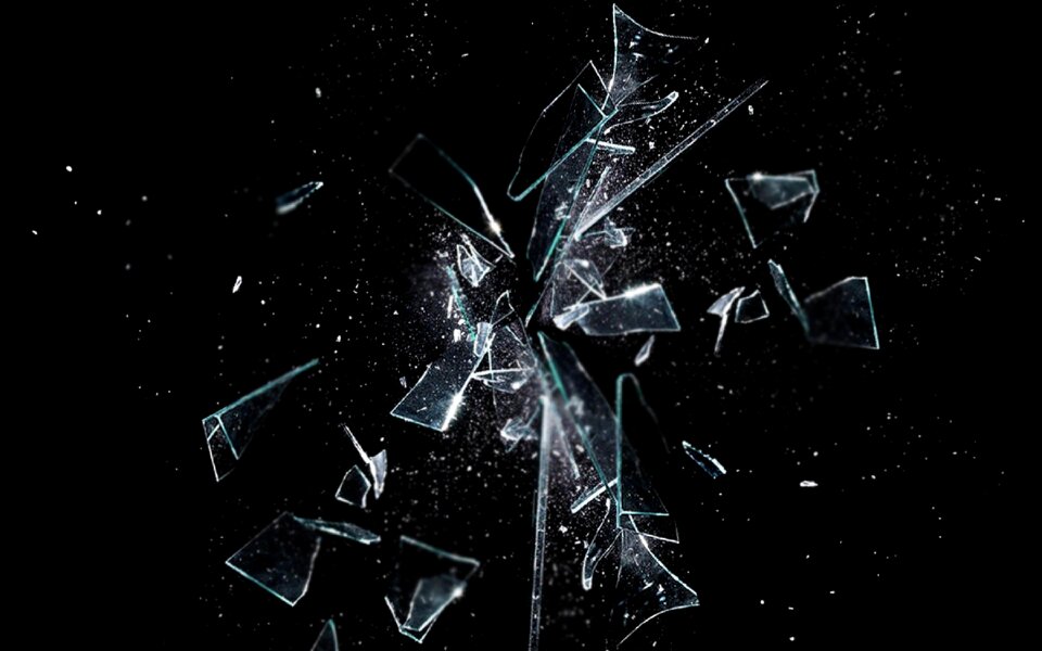Glass shatter broken