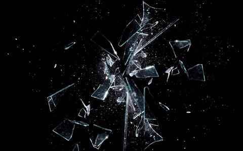 Glass shatter broken