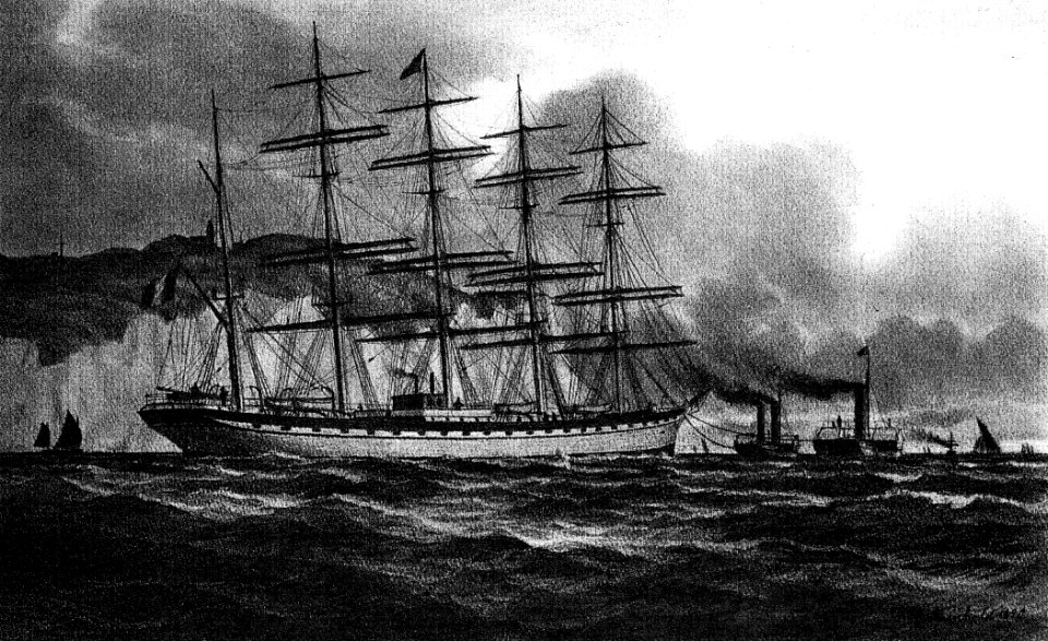 Französisches Fünfmastsegelschiff FRANCE 1890. Gemälde von Lüder Arenhold 1891