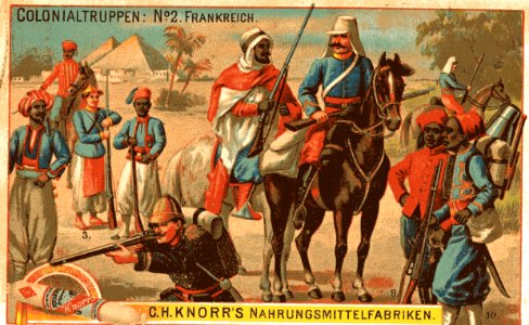 Französische Kolonialtruppen um 1900 Zeitgenössische Darstellung photo