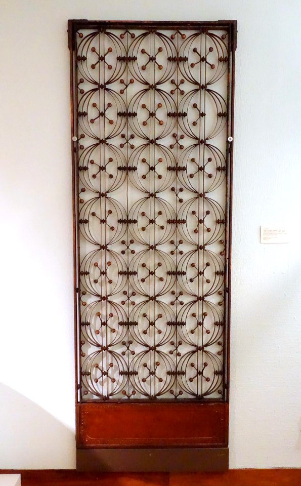 Grill of an elevator cage from the Chicago Stock Exchange, Louis H. Sullivan designer, 1893-1894, wrought iron with cast iron details - Krannert Art Museum, UIUC - DSC06555