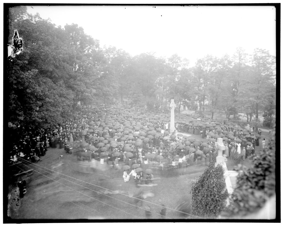 Group assembled near Peace Cross on the grounds of St. Albans, Washington, D.C. LOC hec.13471