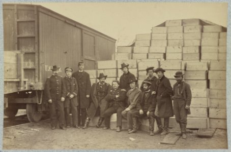 Group at Commissary Depot, Acquia (i.e. Aquia) Creek Landing, Va., Feb. 1863 LCCN2013647878