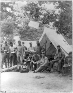 Group of 8th New York State Militia in front of tent, Arlington, Virginia, June 1861 LCCN2006679214