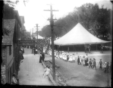 Group of children in procession at Oxford Street Fair ca. 1900 (3195522666) photo