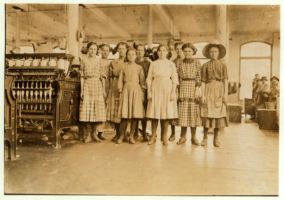 Group of adolescent spinners in Washington Cotton Mills, Fries, Va. The youngest ones would not be photographed. (see exterior views.) LOC nclc.02059