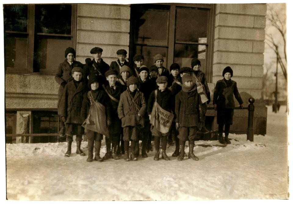 Group of Barre Times newsies. One was 10 years old, three were 11, five were 12, four were 13 and five were 14 and over. LOC nclc.03977