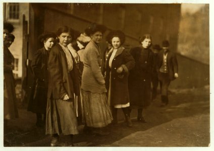 Group of girls, adolescents. A young fellow made a very vulgar remark and they all laughed. Next day I heard one of the girls use profanity before all the men and boys. LOC nclc.02427