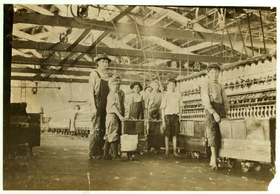 Group of doffers and spinners working in Roanoke Cotton Mills (Va.) I counted seven apparently under fourteen and three under twelve years old. LOC nclc.02147