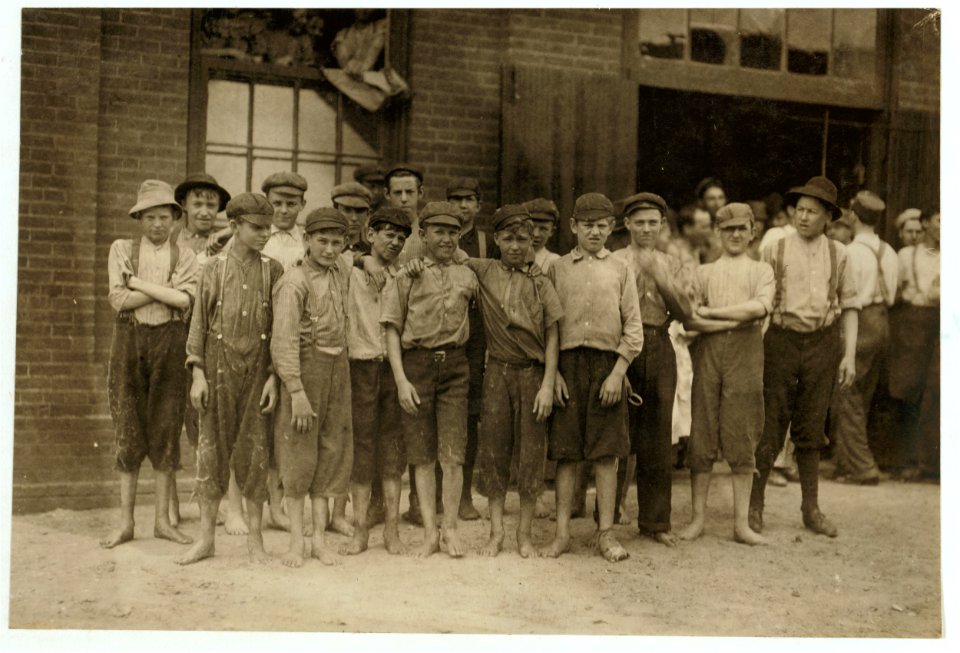 Group of doffers in Riverside Cotton Mills, Danville, Va. Some are surely under fourteen, but not many. LOC nclc.02169