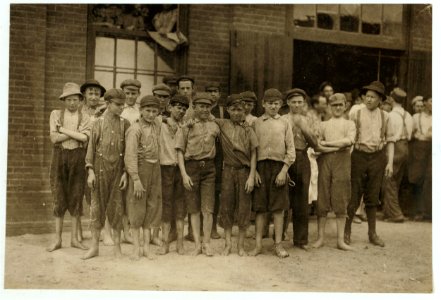 Group of doffers in Riverside Cotton Mills, Danville, Va. Some are surely under fourteen, but not many. LOC nclc.02169