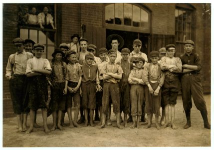 Group of doffers in Riverside Cotton Mills, Danville, Va. Some are surely under fourteen, but not many. LOC nclc.02172 photo