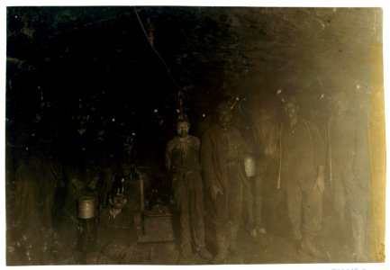 Group of Drivers and Trapper Boys- A Mile from Entrance, Turkey Knob Mine, Macdonald W. Va. Oct., 1908. Witness, E. N. Clopper. LOC nclc.01065