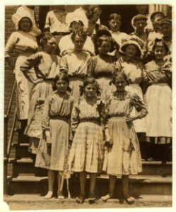 Group of girls and women working in Aragon Mill, Rock Hill, S.C. LOC nclc.02544