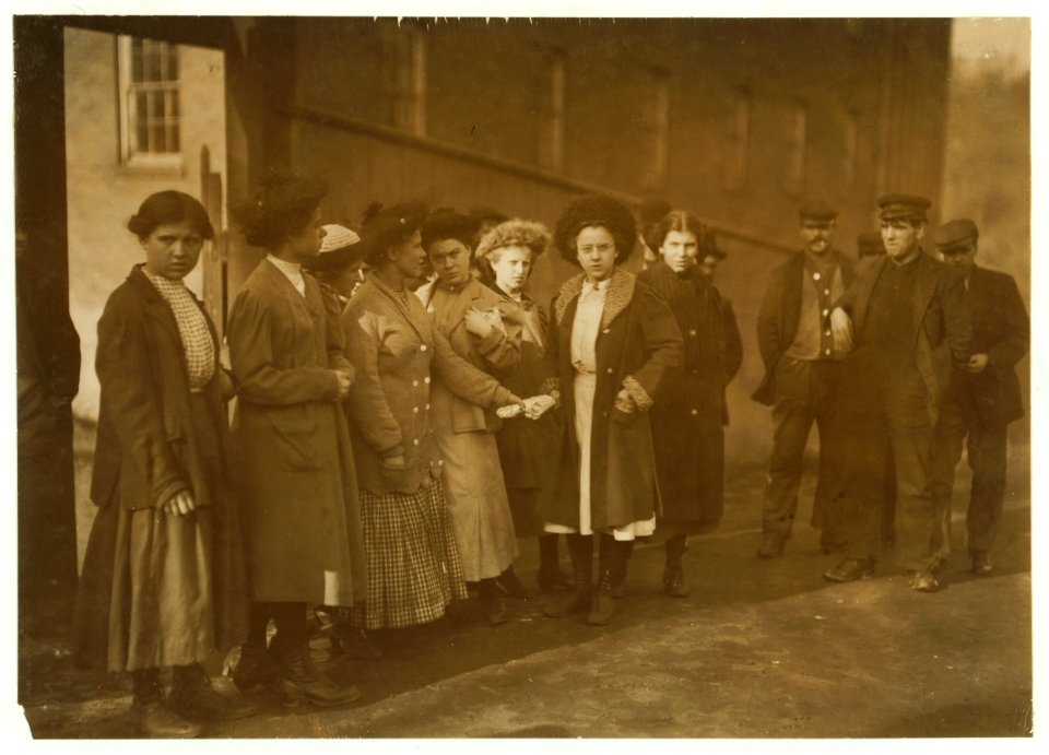 Group of girls, adolescents. A young fellow made a very vulgar remark and they all laughed. Next day I heard one of the girls use profanity before all the men and boys. LOC nclc.02428