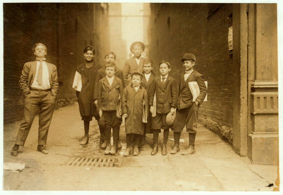 Group of Nashville newsies. In middle of group is 7-year-old Sam. Smart and profane. He sells nights also. LOC cph.3c14495