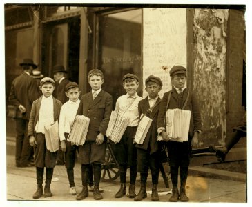 Group of newsboys at Evening Journal Office. Investigator, Edward F. Brown. LOC nclc.03588