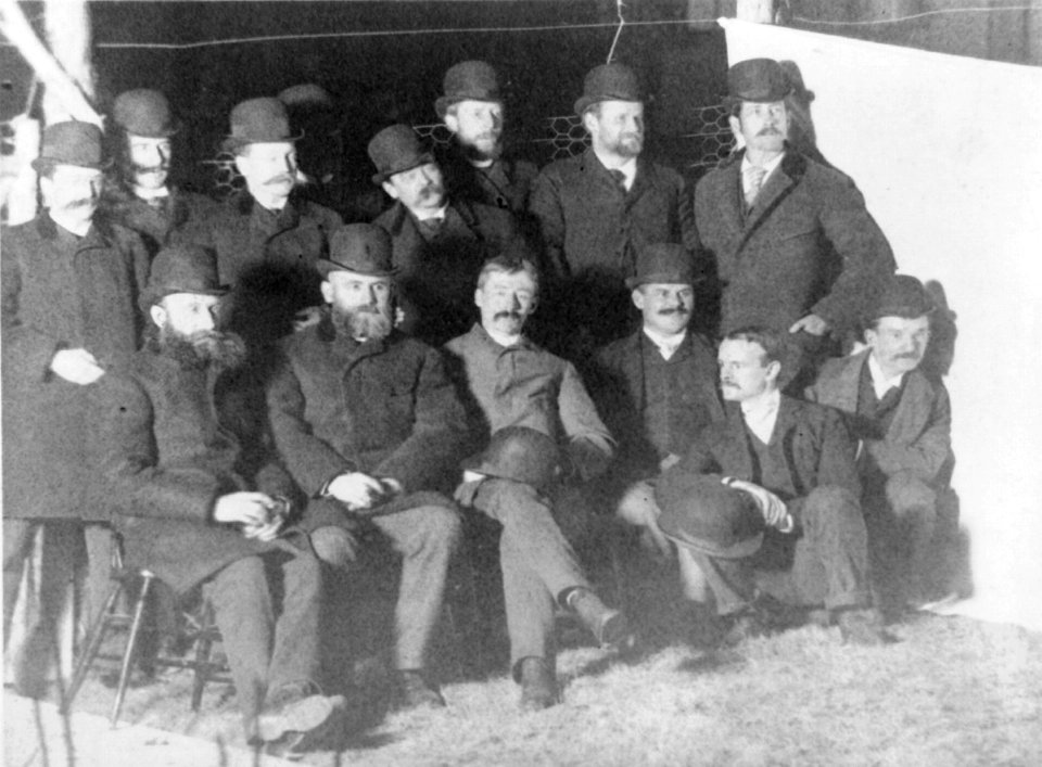 Group of Nuttall Ornithological Club, taken near the Brewster Museum, 1889, by flashlight LCCN96512767