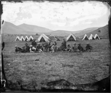 GROUP OF OFFICERS & ASSISTANTS AT RENDEZVOUS CAMP NEAR BELMONT, NEVADA - NARA - 524125